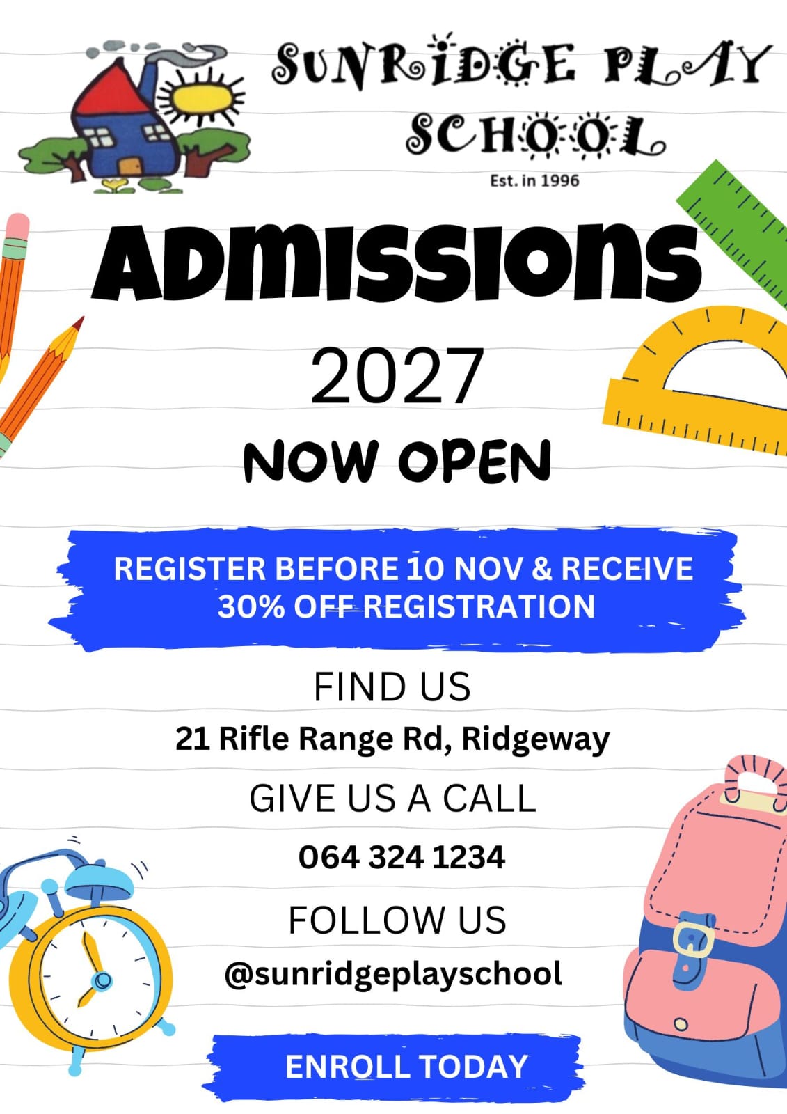 Admissions open 2027